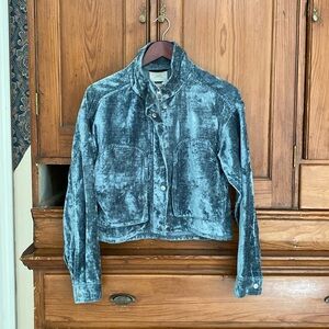 Silvery Blue Crushed Velvet Urban Outfitters Jacket